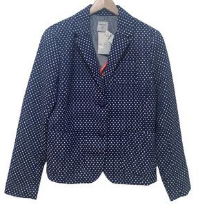 NWT Gap Academy Blazer Blue White Polka Dotted Fitted Lined Size 12